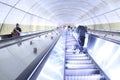 Long escalator at Adams Morgan metro station in Washington Royalty Free Stock Photo